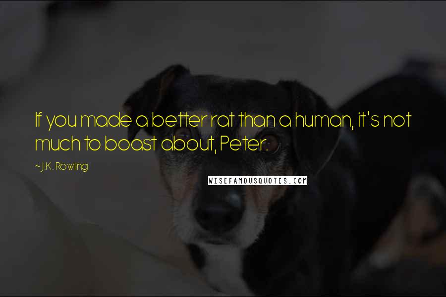 J.K. Rowling Quotes: If you made a better rat than a human, it's not much to boast about, Peter.