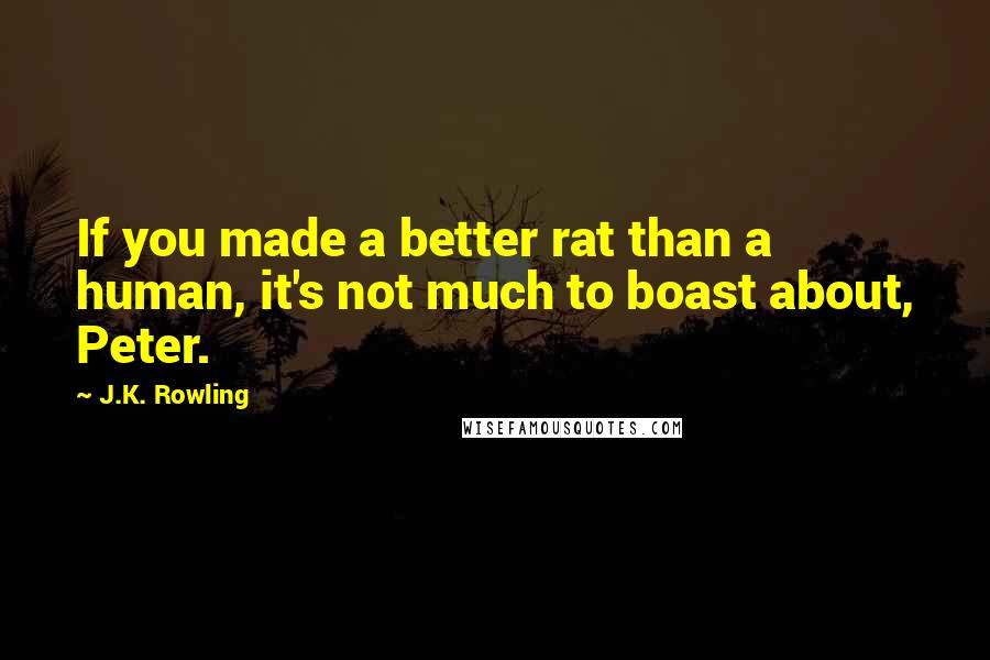 J.K. Rowling Quotes: If you made a better rat than a human, it's not much to boast about, Peter.