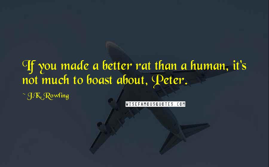 J.K. Rowling Quotes: If you made a better rat than a human, it's not much to boast about, Peter.