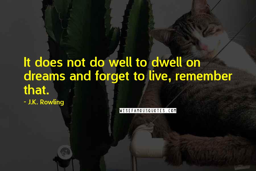 J.K. Rowling Quotes: It does not do well to dwell on dreams and forget to live, remember that.