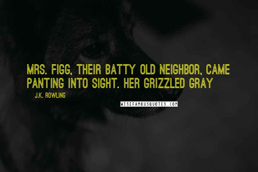 J.K. Rowling Quotes: Mrs. Figg, their batty old neighbor, came panting into sight. Her grizzled gray