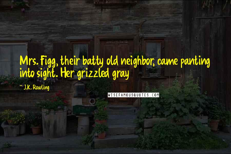 J.K. Rowling Quotes: Mrs. Figg, their batty old neighbor, came panting into sight. Her grizzled gray