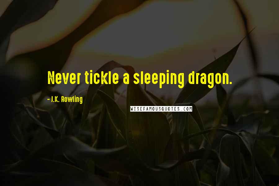 J.K. Rowling Quotes: Never tickle a sleeping dragon.