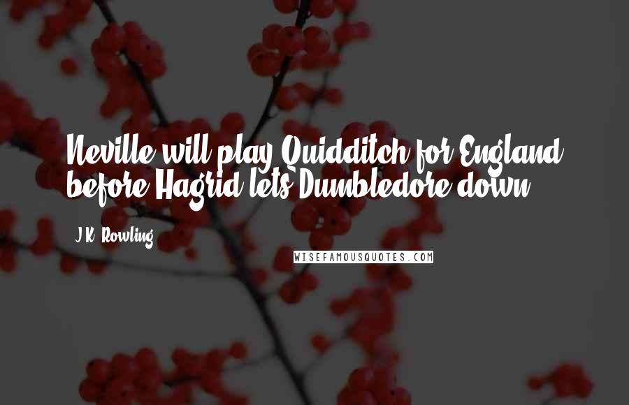 J.K. Rowling Quotes: Neville will play Quidditch for England before Hagrid lets Dumbledore down.