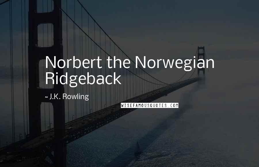 J.K. Rowling Quotes: Norbert the Norwegian Ridgeback