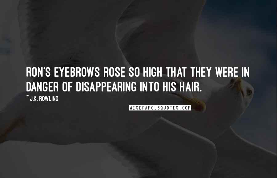 J.K. Rowling Quotes: Ron's eyebrows rose so high that they were in danger of disappearing into his hair.