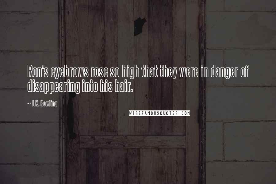 J.K. Rowling Quotes: Ron's eyebrows rose so high that they were in danger of disappearing into his hair.