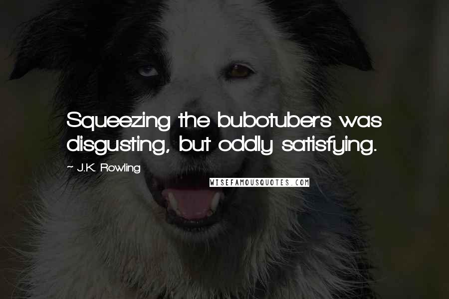 J.K. Rowling Quotes: Squeezing the bubotubers was disgusting, but oddly satisfying.