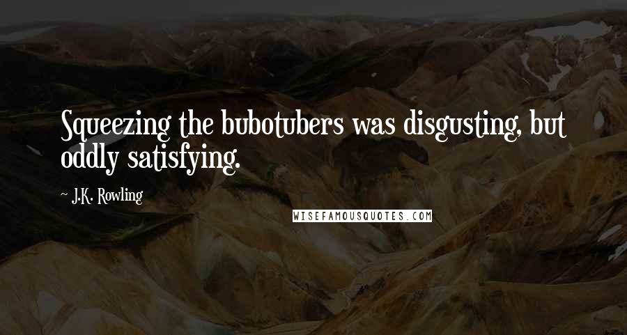 J.K. Rowling Quotes: Squeezing the bubotubers was disgusting, but oddly satisfying.