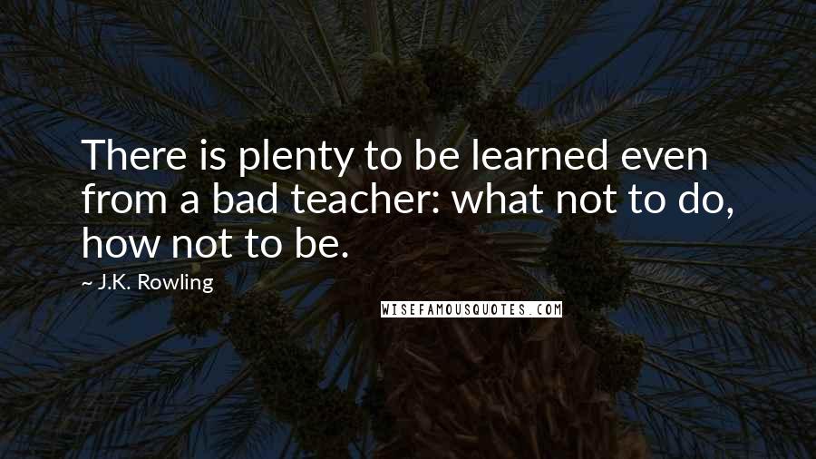 J.K. Rowling Quotes: There is plenty to be learned even from a bad teacher: what not to do, how not to be.