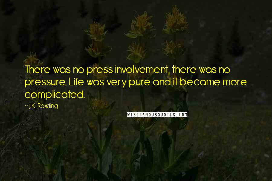 J.K. Rowling Quotes: There was no press involvement, there was no pressure. Life was very pure and it became more complicated.