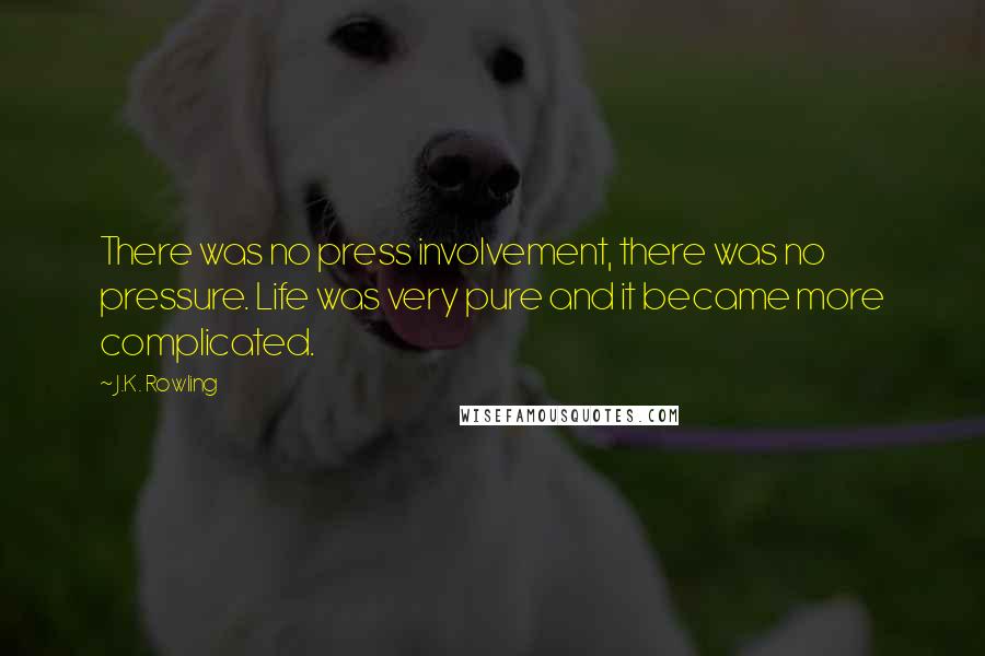 J.K. Rowling Quotes: There was no press involvement, there was no pressure. Life was very pure and it became more complicated.