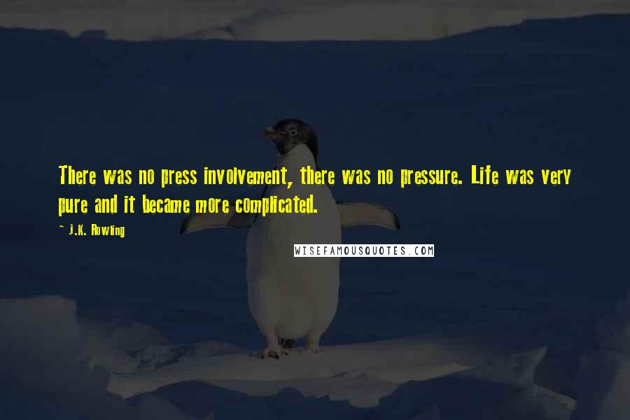 J.K. Rowling Quotes: There was no press involvement, there was no pressure. Life was very pure and it became more complicated.