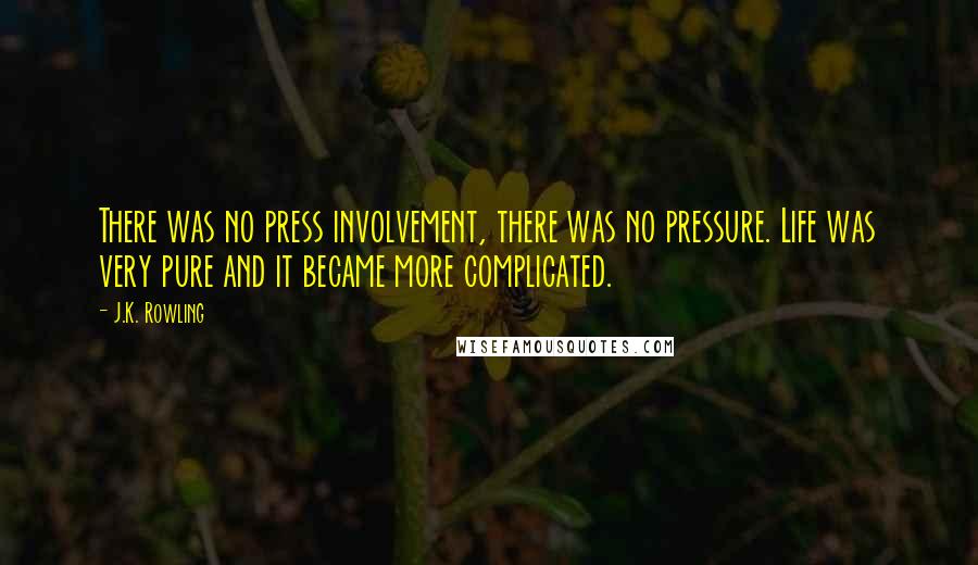 J.K. Rowling Quotes: There was no press involvement, there was no pressure. Life was very pure and it became more complicated.