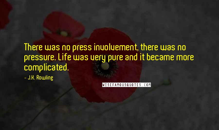 J.K. Rowling Quotes: There was no press involvement, there was no pressure. Life was very pure and it became more complicated.