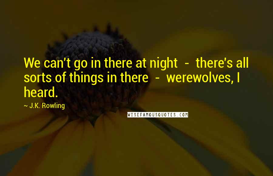 J.K. Rowling Quotes: We can't go in there at night  -  there's all sorts of things in there  -  werewolves, I heard.