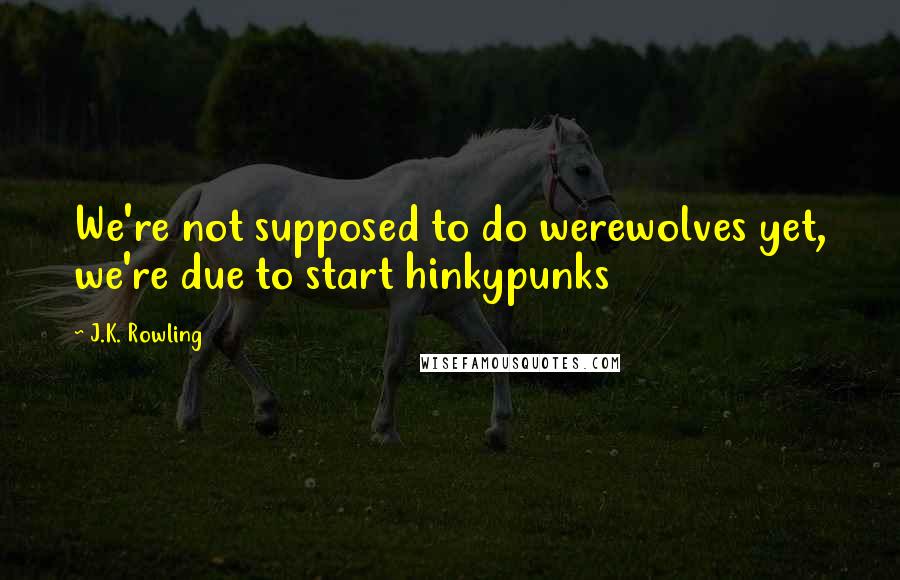 J.K. Rowling Quotes: We're not supposed to do werewolves yet, we're due to start hinkypunks