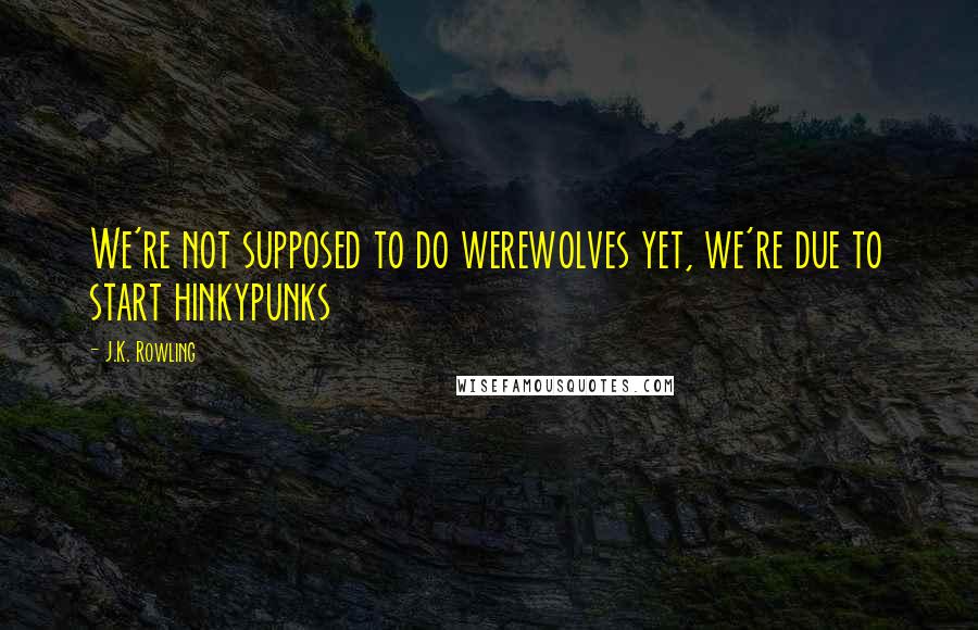 J.K. Rowling Quotes: We're not supposed to do werewolves yet, we're due to start hinkypunks