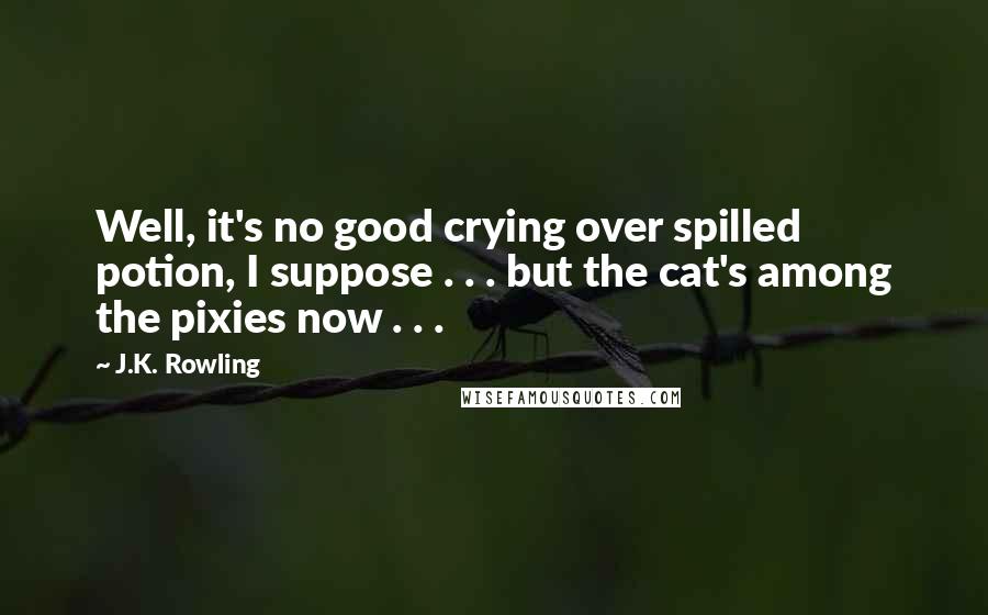 J.K. Rowling Quotes: Well, it's no good crying over spilled potion, I suppose . . . but the cat's among the pixies now . . .