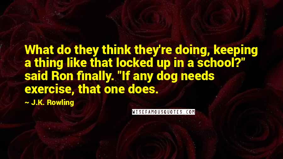 J.K. Rowling Quotes: What do they think they're doing, keeping a thing like that locked up in a school?" said Ron finally. "If any dog needs exercise, that one does.