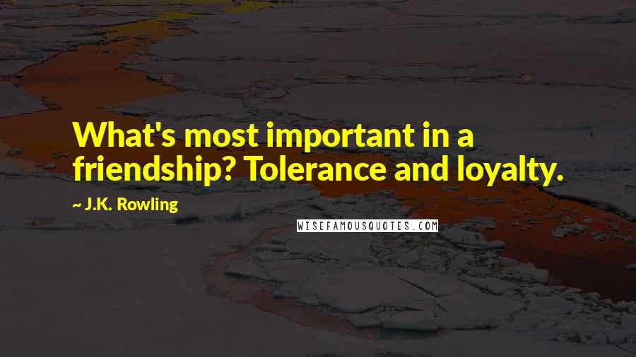 J.K. Rowling Quotes: What's most important in a friendship? Tolerance and loyalty.