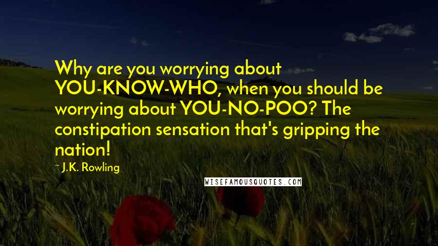 J.K. Rowling Quotes: Why are you worrying about YOU-KNOW-WHO, when you should be worrying about YOU-NO-POO? The constipation sensation that's gripping the nation!