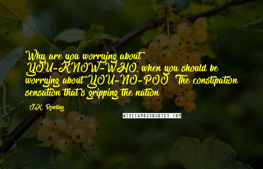 J.K. Rowling Quotes: Why are you worrying about YOU-KNOW-WHO, when you should be worrying about YOU-NO-POO? The constipation sensation that's gripping the nation!