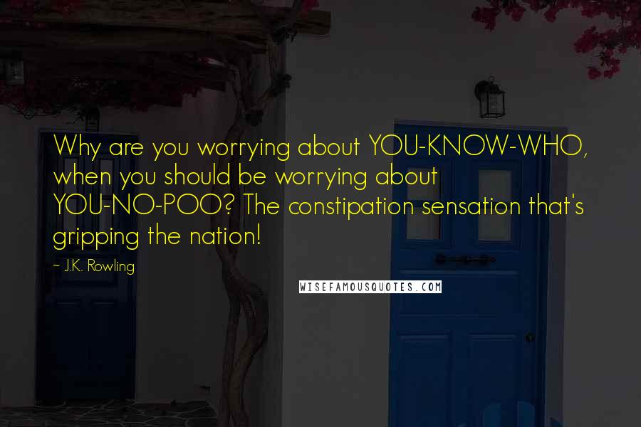 J.K. Rowling Quotes: Why are you worrying about YOU-KNOW-WHO, when you should be worrying about YOU-NO-POO? The constipation sensation that's gripping the nation!