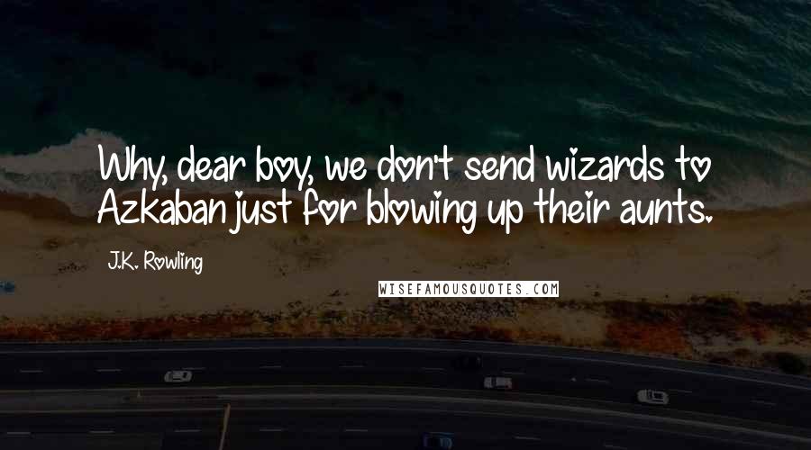 J.K. Rowling Quotes: Why, dear boy, we don't send wizards to Azkaban just for blowing up their aunts.