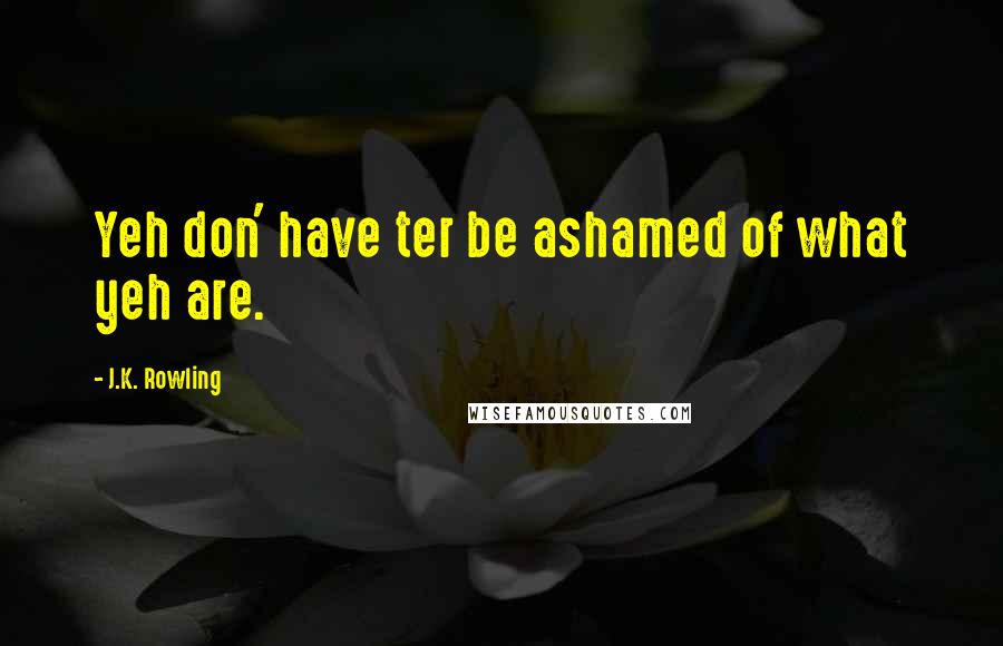 J.K. Rowling Quotes: Yeh don' have ter be ashamed of what yeh are.