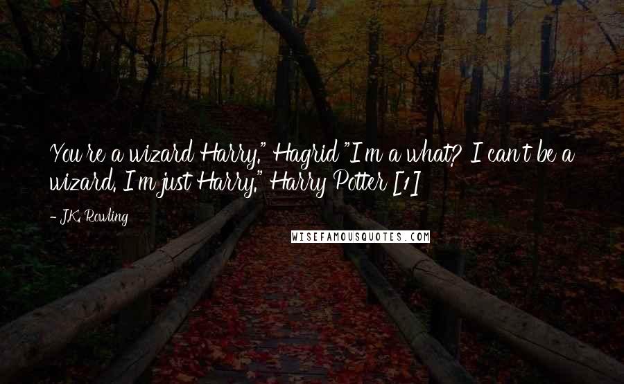 J.K. Rowling Quotes: You're a wizard Harry." Hagrid "I'm a what? I can't be a wizard. I'm just Harry." Harry Potter [1]