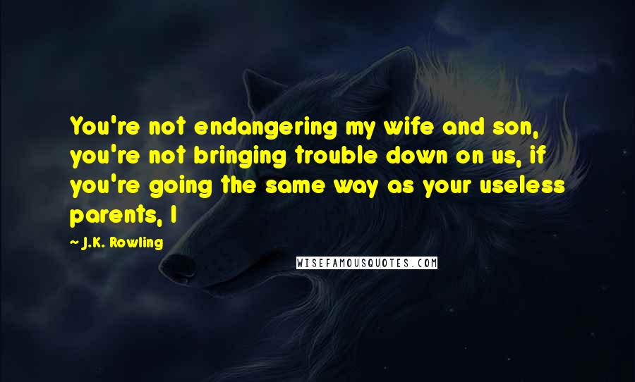 J.K. Rowling Quotes: You're not endangering my wife and son, you're not bringing trouble down on us, if you're going the same way as your useless parents, I