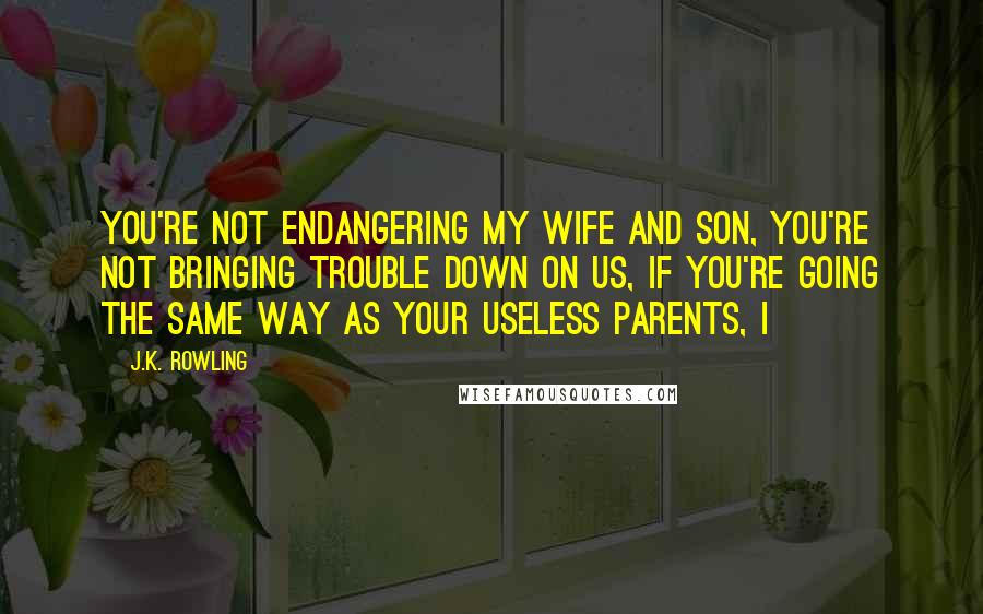 J.K. Rowling Quotes: You're not endangering my wife and son, you're not bringing trouble down on us, if you're going the same way as your useless parents, I