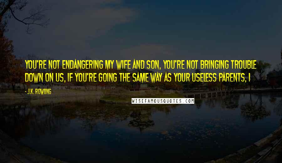 J.K. Rowling Quotes: You're not endangering my wife and son, you're not bringing trouble down on us, if you're going the same way as your useless parents, I