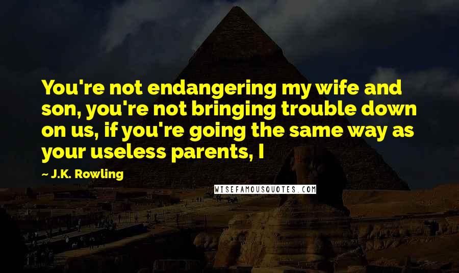 J.K. Rowling Quotes: You're not endangering my wife and son, you're not bringing trouble down on us, if you're going the same way as your useless parents, I