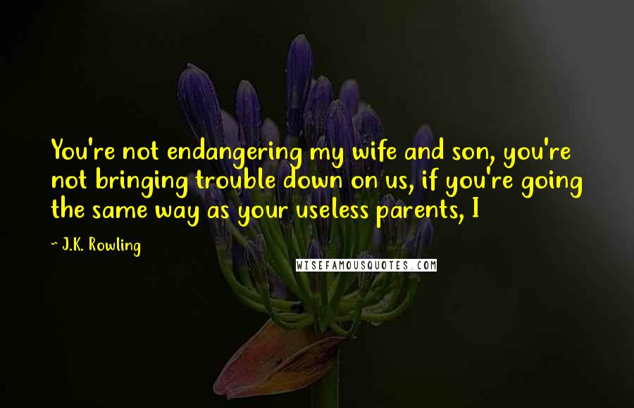 J.K. Rowling Quotes: You're not endangering my wife and son, you're not bringing trouble down on us, if you're going the same way as your useless parents, I