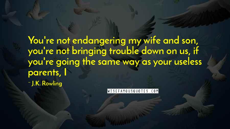 J.K. Rowling Quotes: You're not endangering my wife and son, you're not bringing trouble down on us, if you're going the same way as your useless parents, I