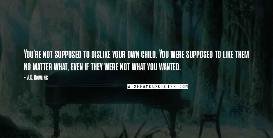 J.K. Rowling Quotes: You're not supposed to dislike your own child. You were supposed to like them no matter what, even if they were not what you wanted.