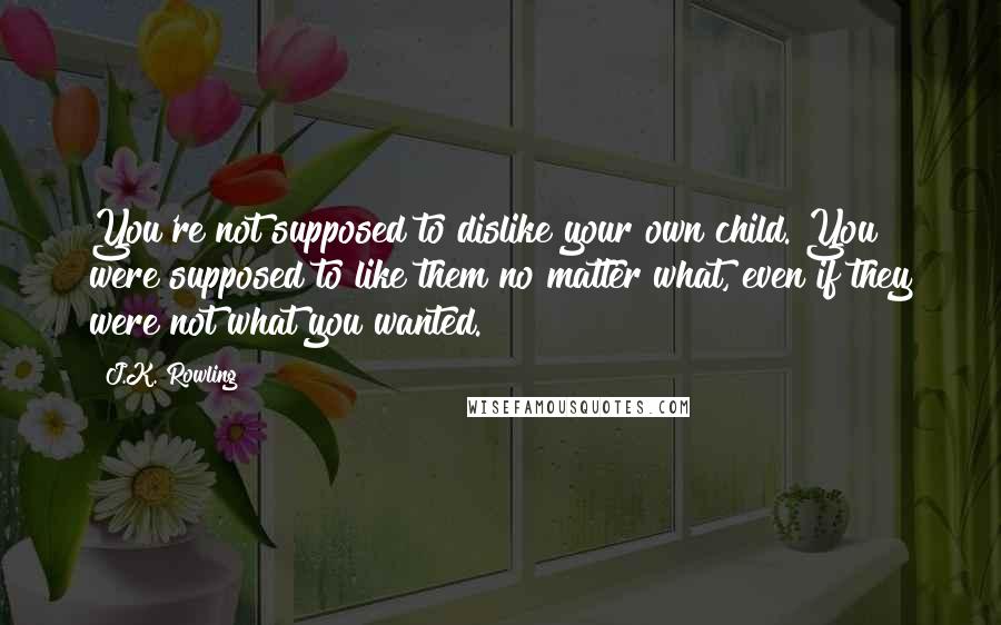 J.K. Rowling Quotes: You're not supposed to dislike your own child. You were supposed to like them no matter what, even if they were not what you wanted.