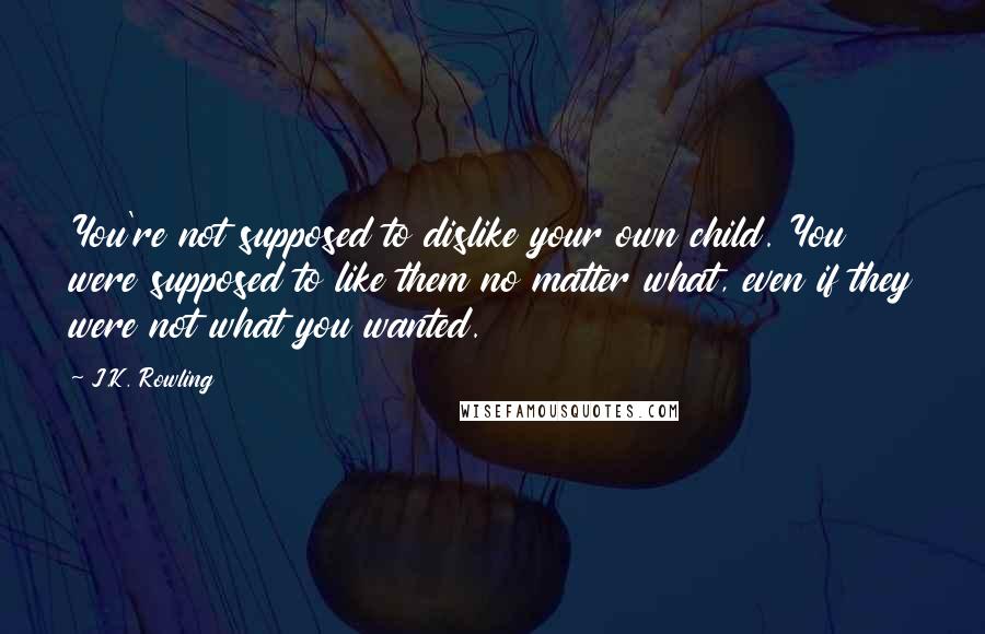 J.K. Rowling Quotes: You're not supposed to dislike your own child. You were supposed to like them no matter what, even if they were not what you wanted.