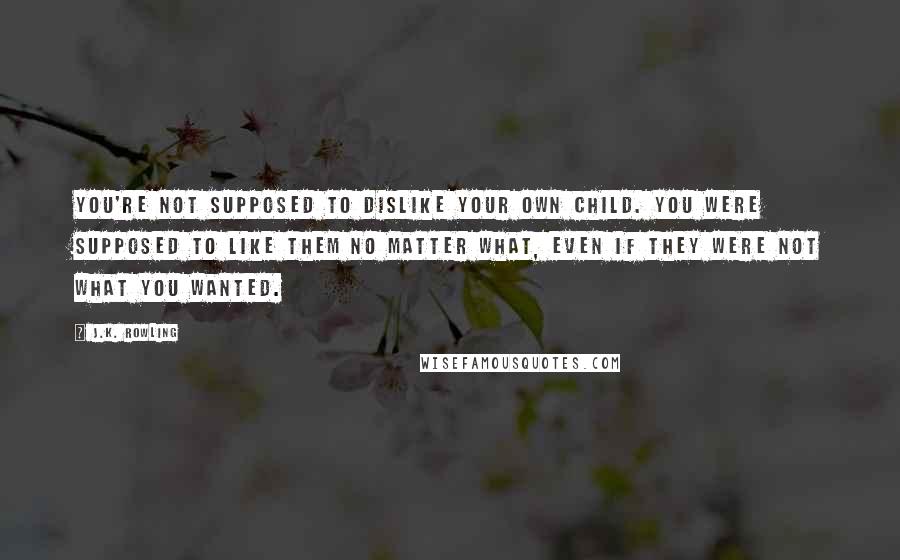 J.K. Rowling Quotes: You're not supposed to dislike your own child. You were supposed to like them no matter what, even if they were not what you wanted.