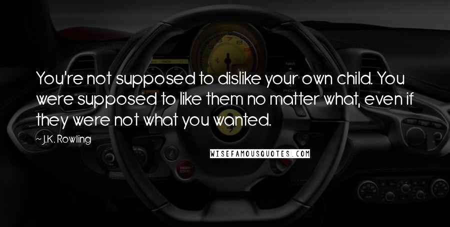 J.K. Rowling Quotes: You're not supposed to dislike your own child. You were supposed to like them no matter what, even if they were not what you wanted.