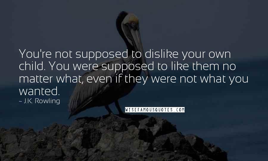 J.K. Rowling Quotes: You're not supposed to dislike your own child. You were supposed to like them no matter what, even if they were not what you wanted.