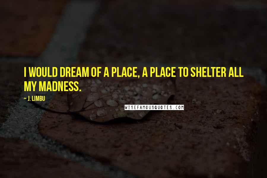 J. Limbu Quotes: I would dream of a place, a place to shelter all my madness.