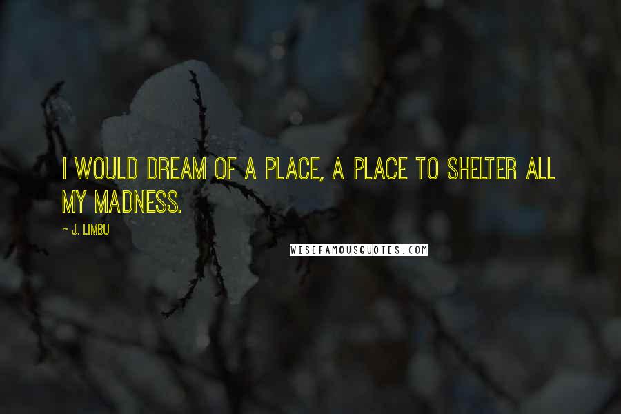 J. Limbu Quotes: I would dream of a place, a place to shelter all my madness.