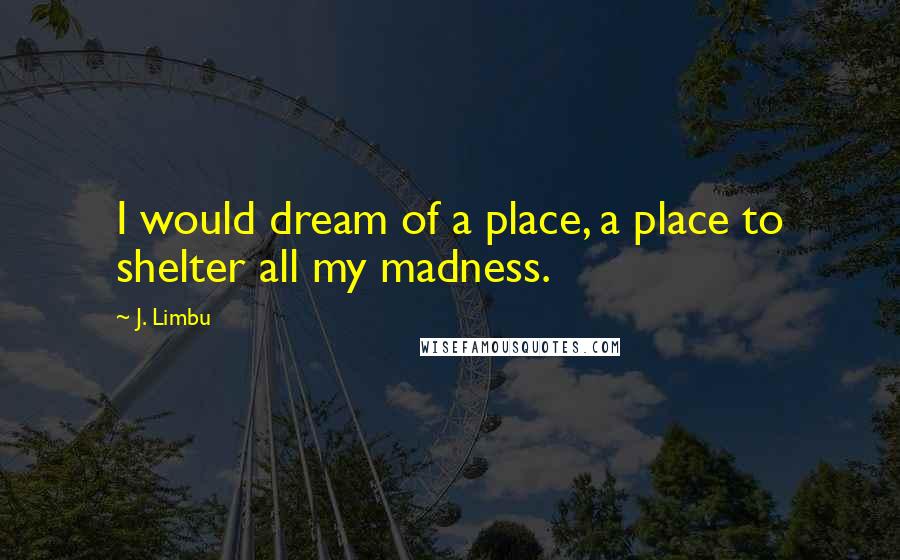 J. Limbu Quotes: I would dream of a place, a place to shelter all my madness.