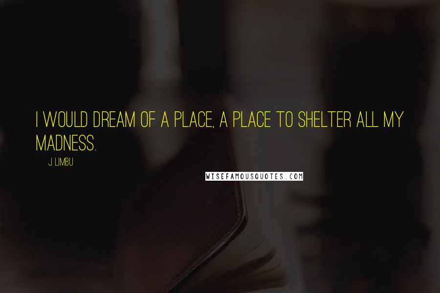 J. Limbu Quotes: I would dream of a place, a place to shelter all my madness.