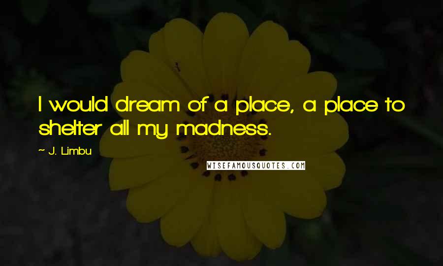 J. Limbu Quotes: I would dream of a place, a place to shelter all my madness.