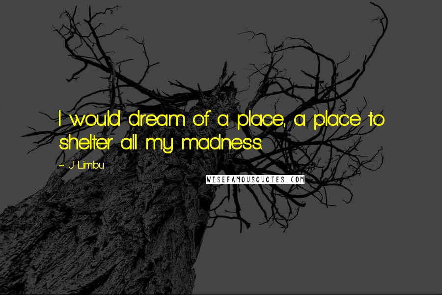 J. Limbu Quotes: I would dream of a place, a place to shelter all my madness.