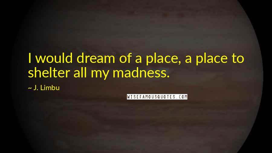 J. Limbu Quotes: I would dream of a place, a place to shelter all my madness.